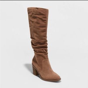 BRAND NEW! Tall brown slouchy faux-suede boots 7.5
